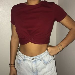 Twisted Front Crop T-Shirt